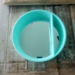 Round Aqua Wall Shelf with Mirror